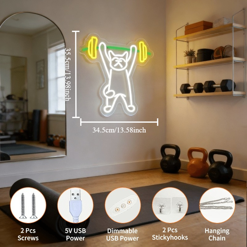 Kedi ağırlık kaldırıyor neon t - Home Gym Neon Sign incelemesi ve fiyatı