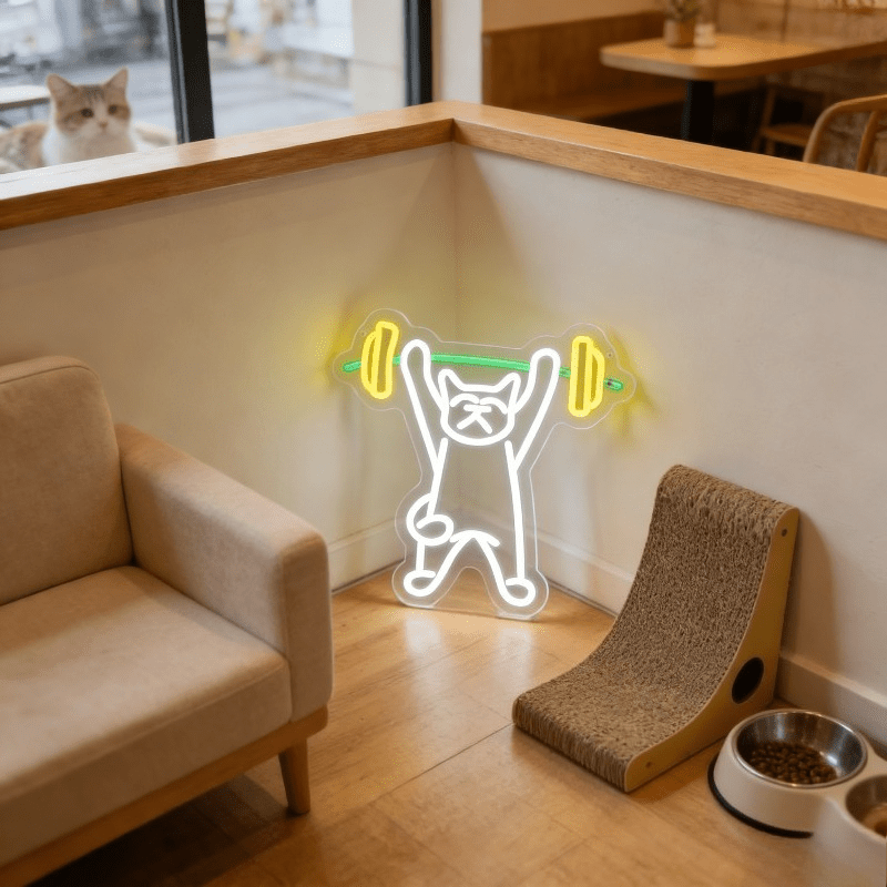 Kedi ağırlık kaldırıyor neon t - Home Gym Neon Sign incelemesi ve fiyatı